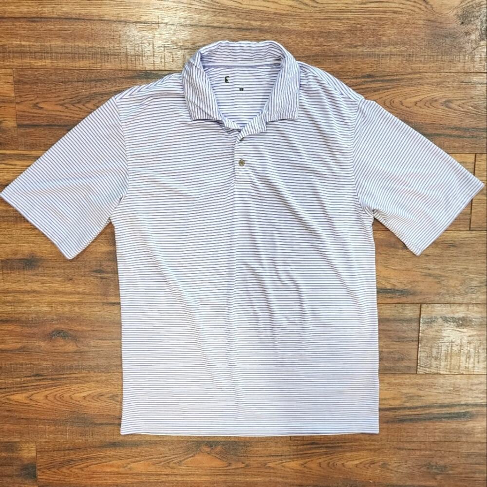 Pebble Beach Men's Striped Short Sleeve Athletic Activewear Golf Polo Large L